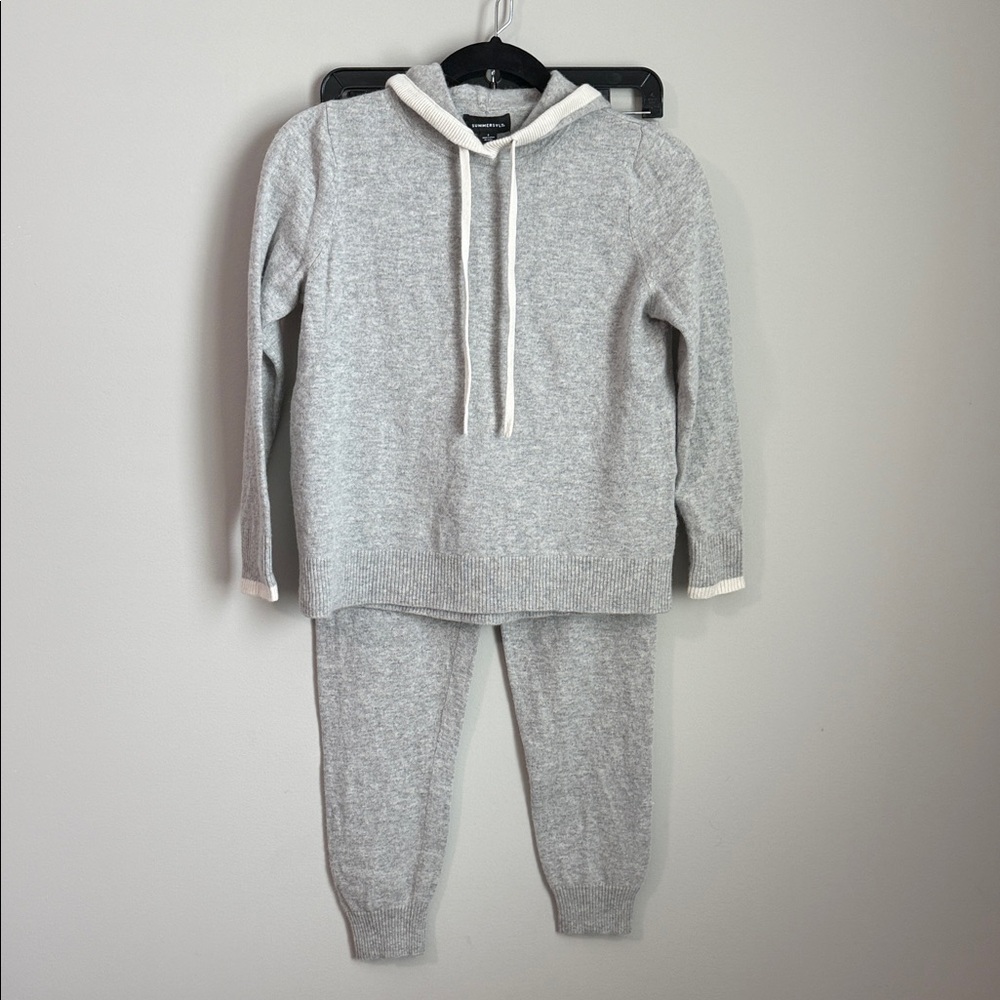 summersalt Heather Gray & Cream Cozy Knit Hoodie Jogger Set
